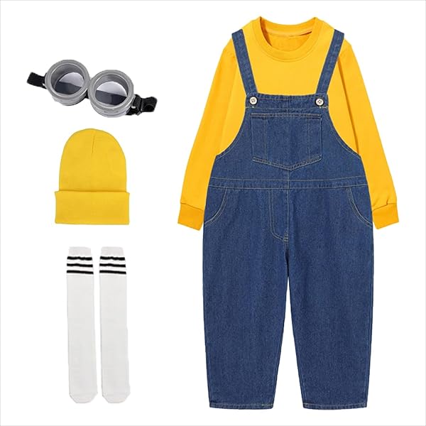 ミニオン キッズ コスプレ 2セット 子供用ミニオン風コスプレ衣装セット キッズ オーバーオール