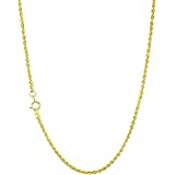 Nuragold 14K イエローゴールド 1.5mm ロープチェーン ダイヤモンドカット ペンダントネックレス 上品なレディースジュエリー 16インチ 18インチ 20インチ 22インチ 24インチ, 金属, 偽
