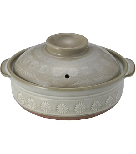 Amazon｜銀峯陶器 萬古焼 スープ鍋 9号 菊花 瑠璃釉 96291｜土鍋 
