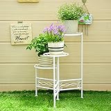 Plant shelf アイロンフラワーポットラック、3段プラントディスプレイスタンド盆栽ホルダーホームガーデンパティオインテリア折り畳み式棚ホルダー Flower racks ( 色 : 白 , サ