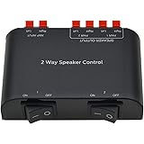 ADWITS 2チャンネルスピーカースイッチャーセレクタボックス、スピーカーセレクター 端子クラップ付き 1入力→2出力、チャンネルあたり150W RMS直流電流