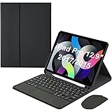 IPad Pro 12.9 インチ 2017/2015 (旧モデル、第 2 世代および第 1 世代) 用キーボードケース、タッチパッド付き、鉛筆ホルダーと Bluetooth マウス付きワイヤレス磁気取り外し可能キーボード,Black 1