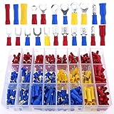 Glarks 355pcs 22-16 / 16-14 / 12-10 Gauge Mixed Quick Disconnect Electrical Insulated Butt Bullet Sp