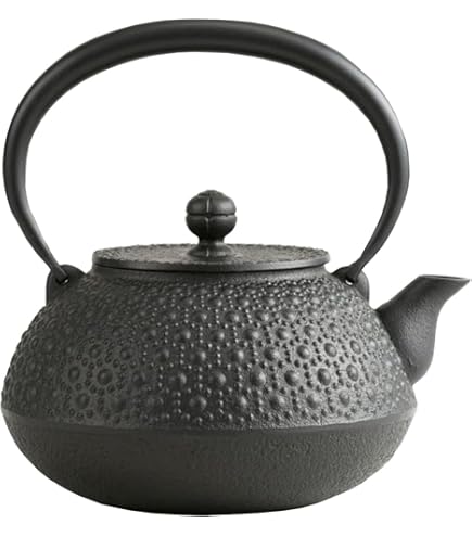 Amazon｜岩鋳 Iwachu 鉄瓶 18型平丸アラレ IH対応 黒焼付（釜焼