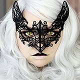 Weryn(TM) マスカレードパーティー黒ベネチアフェイスマスクの黒猫レースのマスクコスプレ少女ハロウィーンセクシーレディーレースボールマスク