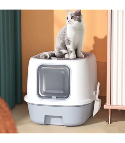 Amazon | 牧小苫＼msmr 猫トイレ 上から入る ドーム型 蓋付き 脱臭
