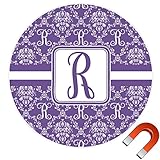 初期ダマスクラウンドカーマグネット( Personalized ) 9" x 9" パープル cp-rnd-mgnt-9+43159