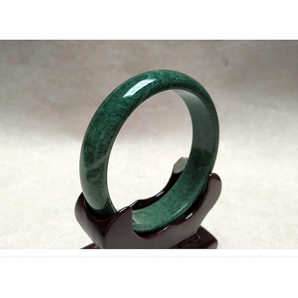 Amazon | 本物の天然ビルマ翡翠バングルブレスレット グリーン翡翠