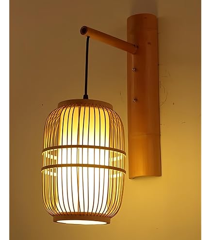 和風竹製ウォールランプ 300×220×400mm Amazon.co.jp : YAKINOブラケットライト 竹編み 和風 ウォールランプ