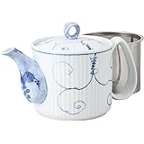 西海陶器 波佐見焼 急須 大きい 軽量 唐草ぶどう柄 ティーポット容量約 475ml 洗いやすい 茶漉し 付 (スーパーステンレス 茶こし付) はさみやき 食器 紅茶 お茶 緑茶 和食器 日本製 12740