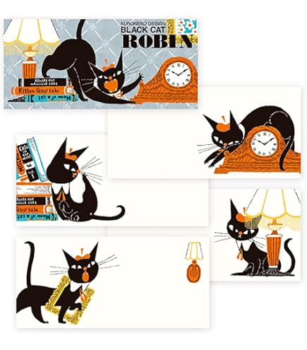 Amazon.co.jp: 表現社 レターセット 黒ねこ意匠 黒猫ROBIN20407 20-407