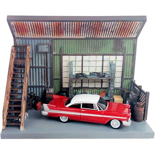 1958 Plymouth Fury Red with Darnell's Garage Scenic Display Diorama from  Christine (1983) Movie 1/64 Diecast Model by Autoworld AWSD001 :  Amazon.com.au: Toys & Games