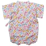 《初夏盛夏対応》(日本製) Pample Mousse(パンプルムース) リボン柄甚平ロンパス 70cm /OW NO.DP-72463