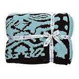 KASHWERE (カシウェア) 国内検針済ダマスク ブランケット DAMASK BLANKET T-30-88-52 Tender Blue /Chocolate ギフトにも！ [並行輸入品]