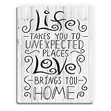 Life Takes You Places、Love Brings Youホームファミリ正Saying引用壁アート印刷 9x12 WAW0001629PLK09X12XXX