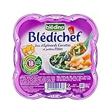 ほうれん草のニンジン＆ミニパスタ（18ヶ月）260グラムのシェフ・デュオ (Bledina) (x 6) - Bledina Chef Duo of Spinach Carrots & Mini Pa