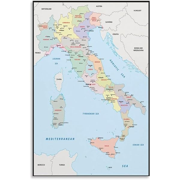 Amazon.co.jp: フルラミネート加工が施されたイタリアの大きな地図