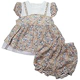 《初夏盛夏対応》(日本製) Pample Mousse(パンプルムース) 上衣針抜き天竺+布帛ローン花柄Ptブルマミルキースーツ 80cm /BE NO.DP-72407