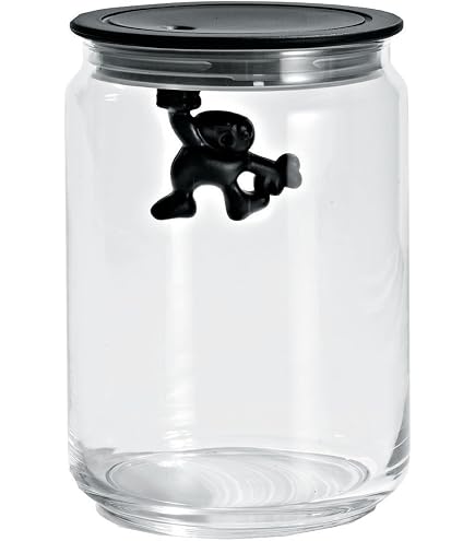 Alessi Gianni Glass Kitchen Box with Lid, Light Blue, 12 cm Height