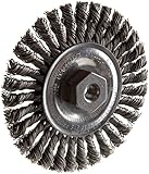 Weiler Dualife Narrow Face Wire Wheel Brush, Threaded Hole, Steel, Stringer Knotted, 4" Diameter, 0.