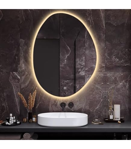 LEDバックライト付き壁掛け鏡 600mm Amazon｜500/600/700/800mm バックライト付き LED ライト付き 照明付き