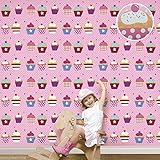 最高品質の甘いカップケーキ素敵な色とりどりのモダンなピンクの子供壁紙
