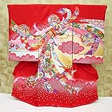 【雲どり・まりと熨斗目・赤】 女児　初着　祝着 のしめ 産着 女の子のお宮参り着物 高級 フードセットプレゼント付