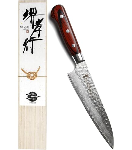 ダマスカス鋼 槌目　牛刀　180mm Amazon | 堺孝行 槌目ダマスカス 33層 洋ハンドル (牛刀180mm 07394
