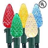 Brizled Faceted C6 LED String Lights 100 Bulbs 120V UL Certified for Indoor and Outdoor Decoration P