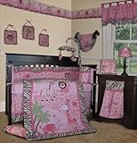 SISI Baby Girl Bedding - Pink Safari 15 PCS Crib Nursery Set by Sisi
