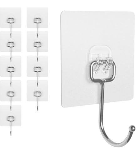 QCJ Large Adhesive Hooks Heavy Duty 22 Lbs Waterproof Adhesive...