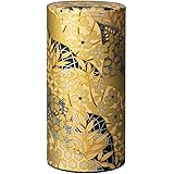 野口熊太郎茶園 茶筒 茶缶 大容量 200g 和紙貼 中蓋付き 黄金絵柄 日本製 おしゃれ