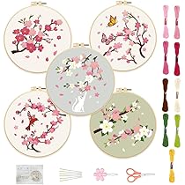 Amazon | FREEBLOSS 5セット 20cm 桜刺繍キット クロスステッチ
