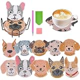 10枚 ダイヤモンドアート コースター 犬 セット ダイヤモンドペインティング コースター 手芸キット アクリル キラキラ 5Dダイヤモンド塗装キット ホルダー付き コースターキット初心者 子供 かわいい 動物