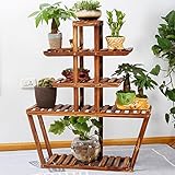 フラワースタンド フラワースタンド 木製 - ソリッドウッドフラワースタンドシェルフ、バルコニーマルチレイヤーリビングルームフラワーポットシェルフフロアタイプ屋内または屋外の植物のディスプレイラック 