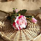 MIOIM バラ 造花 インテリアrose お祝い 結婚式ブケ シルク製 手作り 薔薇花束 多色 2pcs (ピンク)