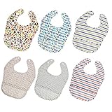 Limi 食事用 防水ビブ 6枚組 エプロン やわらか 軽量 汚れが落ちる ポケット付き よだれかけ 洗濯機で洗える すぐ乾く 綿 EVA素材 (男の子)