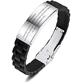 MeMeDIY to My Husband Love from Wife Black Silicone Bracelets Personalized Gifts for Men Birthday Stainless Steel Rubber Adju
