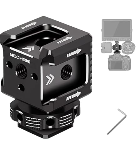 Mechrig Cold Shoe Mount With 1/4 Screw For Camera Cage, Universal Aluminum Alloy Adapter For Microphone, LED Light, DSLR, Sony Canon Nikon – Anti-Slip Quick Release (62031A