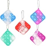HUAZONTOM スクイーズ玩具 プッシュポップバブル キーホルダー 5個入り スクイーズおもちゃ チェン付き ミニサイズ かわいい ストレス解消 グッズ small 四角
