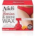 Nad's Brazilian & Bikini Wax Kit, Strip Free Hard Wax, Intimate Waxing Kit, Includes 3 Wooden Spatulas, 3 x Oil Wipes & Hot W