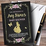 チョーク&ゴールド花Princess Invitationsベビーシャワー招待状 80 Invitations