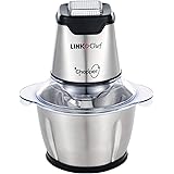 フードプロセッサー LINKChef 250W フードチョッパー ハイパワー 肉挽き 野菜みじん切り 4枚刃カッター 刻む・潰す・砕く・混ぜる 一台多役 1.2L容量 ステンレス鋼 グレー 水洗い可能 過熱保護 操作簡単 家庭用