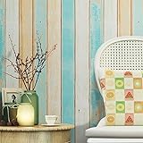 HaokHome H001 ウッドパネルステッカー壁紙ブルー/タン/ブラウン/クリーム家具 かんたん貼付シールタイプ 家の装飾 60cmx6m
