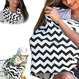 TUOKING マルチユースママ母乳カバー、ベビーカーシートカバーキャノピー、ベビーバスタオル看護用スカーフ、ガールズ＆ボーイズ用軽量伸縮ショール (ストライプ-2)