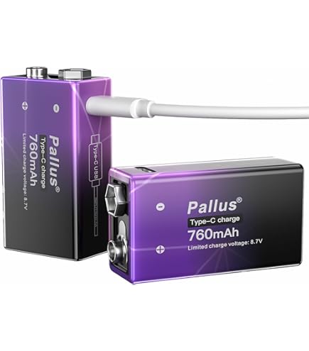 Amazon | 9V 充電式 電池 大容量 760mAh 6P形電池 2-in-1 USB-C 高速