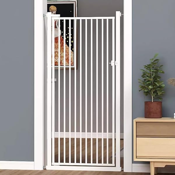 JOOHY Pet Gate Baby Gate Pet Fence Cat Escape Prevention Height 120/150/170cm Baby Pet Intrusion Prevention Double Door Dog Cat Semi-Automatic Door No Drilling Required Gate Easy Installation (Height - 1
