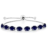 Gem Stone King 925 Sterling Silver Blue Sapphire Tennis Bracelet For Women (14.32 Cttw, Oval 8X6MM, Gemstone Birthstone, Full