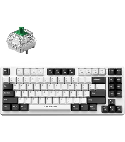 Amazon | Monster ゲーミングキーボード 有線キーボード 85% 赤