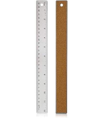 Stainless Steel Metal Ruler Set With Cork Back - 6, 12, 18 Inch Rulers, Inch & CM, Non-Slip - View #5
